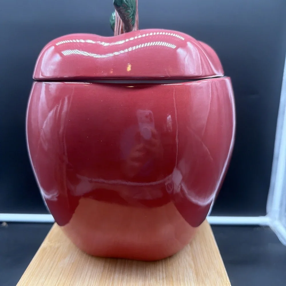Red Vintage Ceramic Apple Cookie Jar